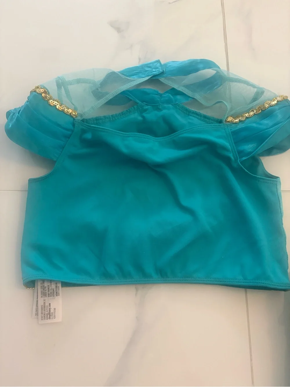 Disney Girls Jasmine Princess Costume, Size 7/8, Turquoise with Gold Trim